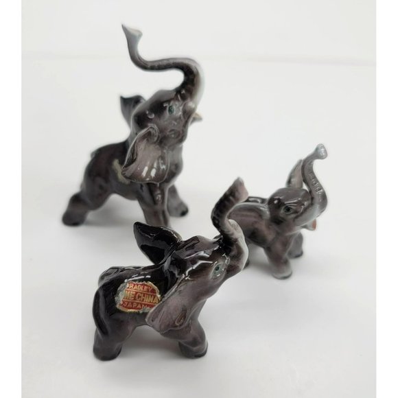 MIJ Other - Elephant Figurine Family of 3 Made in Japan Grey Fine Bone China Vintage PR303